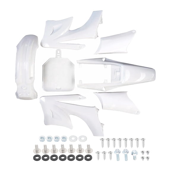 Complete Plastics Fairing Body Fender Kit with Mounting Hardware for Apollo Orion 110cc 125cc 150cc 200cc Pit Dirt Bike – ABS Fender Number Plate Side Panels Tank Shrouds Full Replacement Set (White)