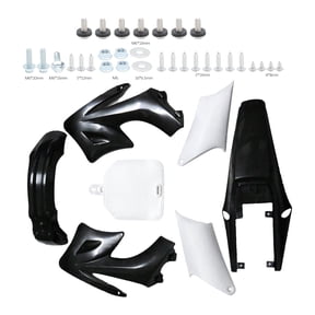 Complete Plastics Fairing Body Fender Kit with Mounting Hardware for Apollo Orion 110cc 125cc 150cc 200cc Pit Dirt Bike – ABS Fender Number Plate Side Panels Tank Shrouds Full Replacement Set (Black)