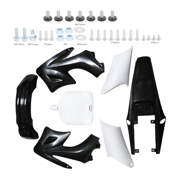 Complete Plastics Fairing Body Fender Kit with Mounting Hardware for Apollo Orion 110cc 125cc 150cc 200cc Pit Dirt Bike – ABS Fender Number Plate Side Panels Tank Shrouds Full Replacement Set (Black)