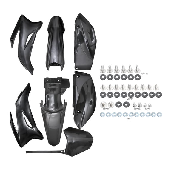 Complete Plastics Fender Fairing Body Kit with Mounting Hardware for TTR110 TTR110E SSR125TR SSR140 SSR170 Pit Dirt Bike – ABS Front Rear Fender Side Panels Shrouds Full Replacement Set (Black)