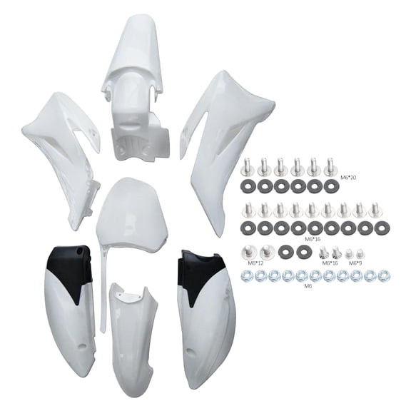 Complete Plastics Fender Fairing Body Kit with Mounting Hardware for TTR110 TTR110E SSR125TR SSR140 SSR170 Pit Dirt Bike ABS Front Rear Fender Side Panels Shrouds Full Replacement Set (White)