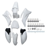 Complete Plastics Fender Fairing Body Kit with Mounting Hardware for TTR110 TTR110E SSR125TR SSR140 SSR170 Pit Dirt Bike   ABS Front Rear Fender Side Panels Shrouds Full Replacement Set White