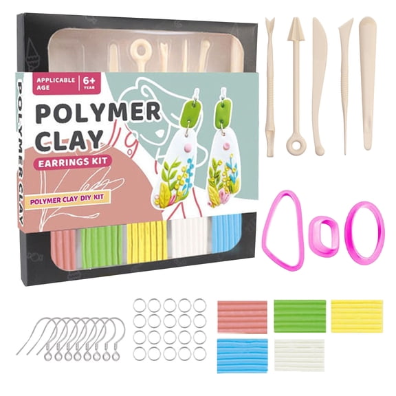 Complete Polymer Clay Earring Kit for Adults DIY Jewelry Making Set Non Baking Air Dry Crafting Tools Fashion Accessories Design Project Stress Relief Creative Hobby Gift for Her Bundle