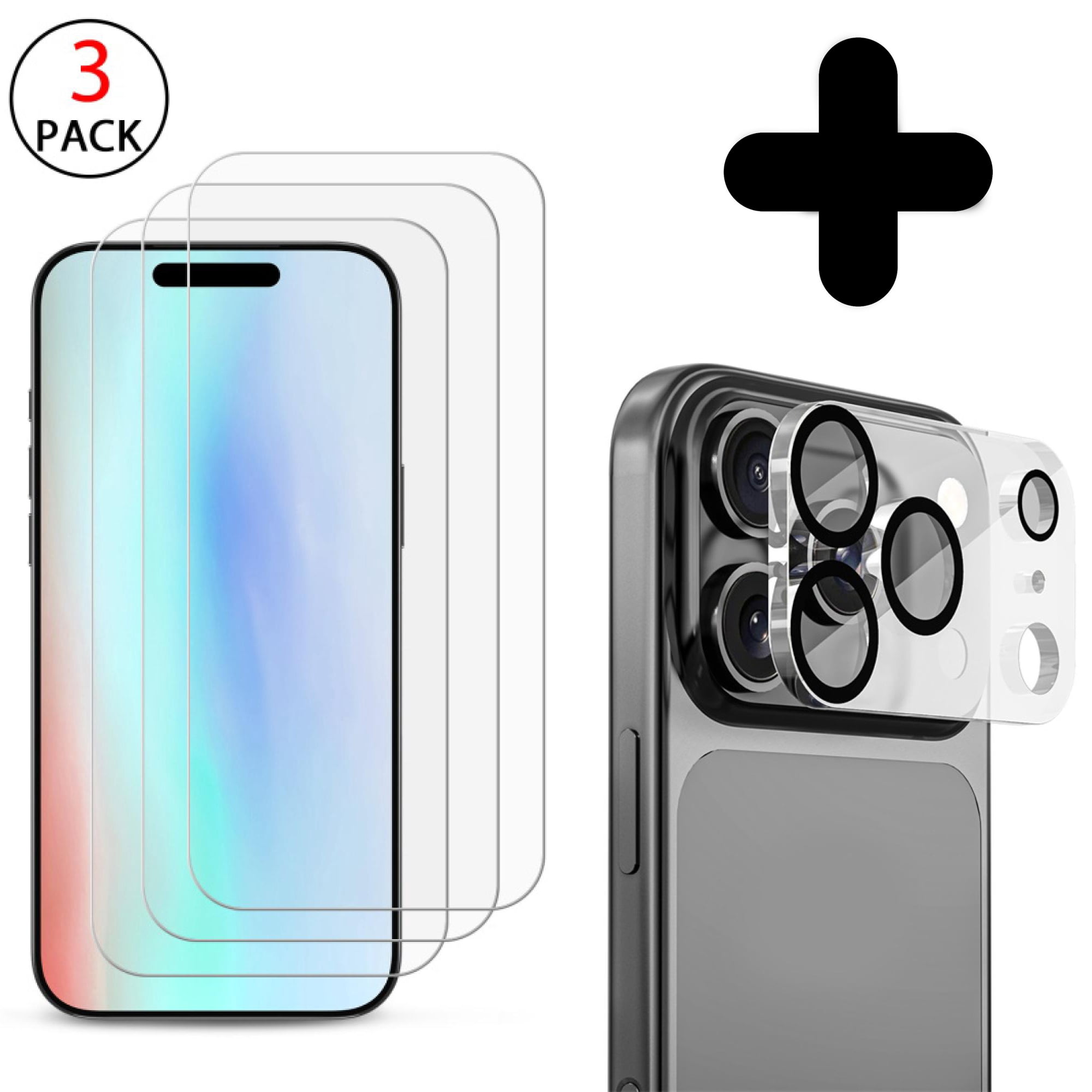 Complete Protection 4 Pack Bundle for iPhone 17 Pro Max – Camera Lens Tempered Glass + 3-Pack Full-Coverage Screen Protectors
