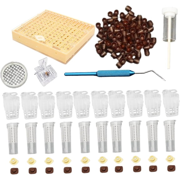 Complete Queen Rearing Kit, Professional Beekeeping Starter Set with Nicot Box, 110 Pcs Cell Cups & Grafting Tools for Beekeeper Apiary Supply (K)
