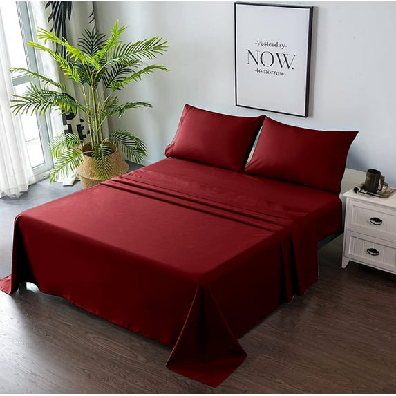 Premium Bed Sheet Set - Breathable and Soft - 4 Piece Set - Deep Pocket and Easy Care