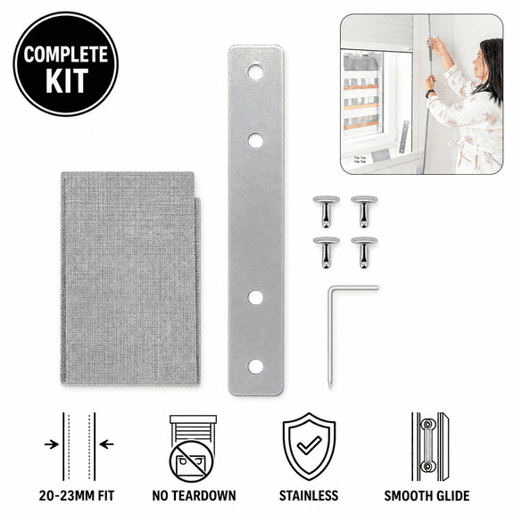 Complete Roller Shutter Strap Repair Kit for 20-23mm Webbing, Silver