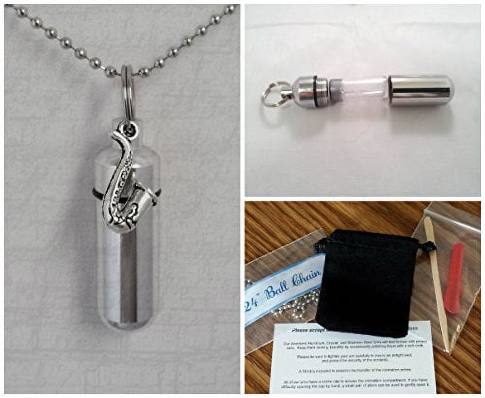 Complete SAXOPHONE CREMATION URN SET with Engraved Musical Notes