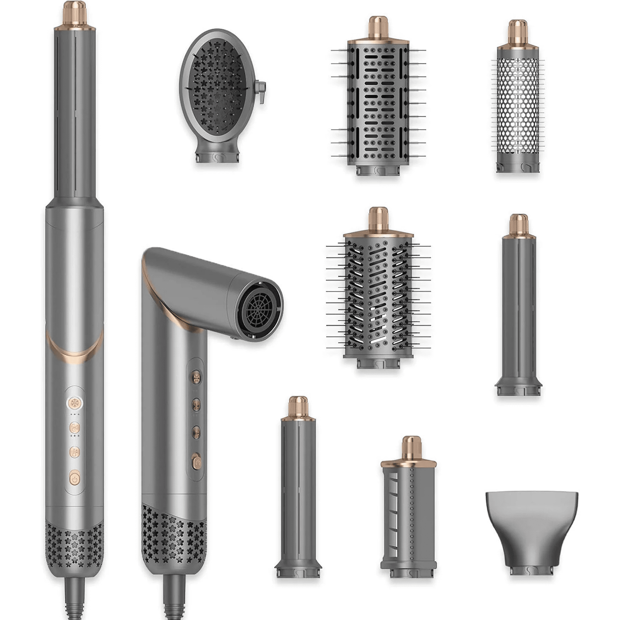 Complete Salon Styling Kit with Foldable Handle, 8-in-1 Versatile Hot Air Styler with Auto-Wrap Curlers & Ionic Technology for All Hair Types (Drying, Curling, Straightening)