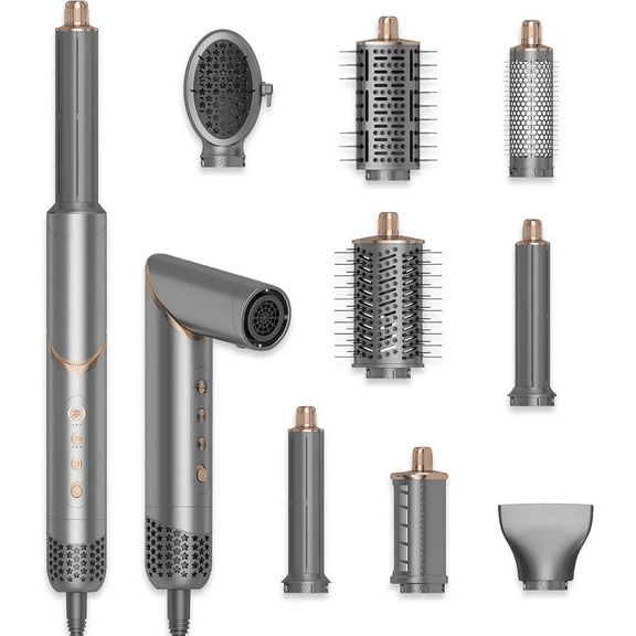 Complete Salon Styling Kit with Foldable Handle, 8-in-1 Versatile Hot Air Styler with Auto-Wrap Curlers & Ionic Technology for All Hair Types (Drying, Curling, Straightening)