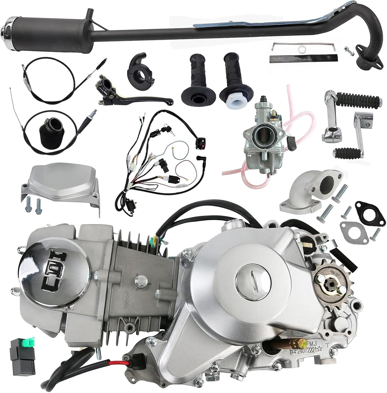 Complete Set of 140CC Racing Engine 4 Stroke Motor with CDI Wiring ...