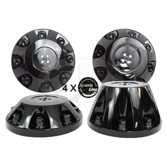Complete Set (2 front + 2 rear) Hubcap Black Chrome Plated ABS for 2011-Newer GMC/Chevy 3500HD Dually