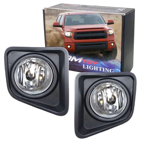 Complete Set Fog Lights Foglamp Kit with Halogen Bulbs, Wiring On/Off Switch and Garnish Bezel Covers For 2014-2021 Toyota Tundra