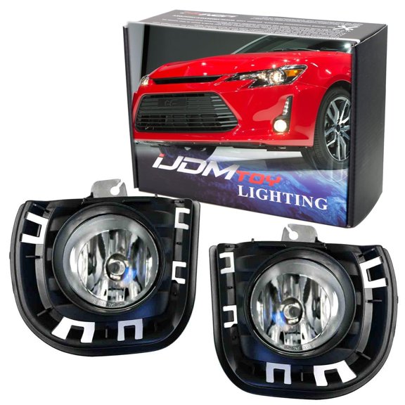 Complete Set Fog Lights Foglamps w/ H11 Halogen Bulbs, Garnish Covers, Wiring On/Off Switch For 2014-2016 Scion tC