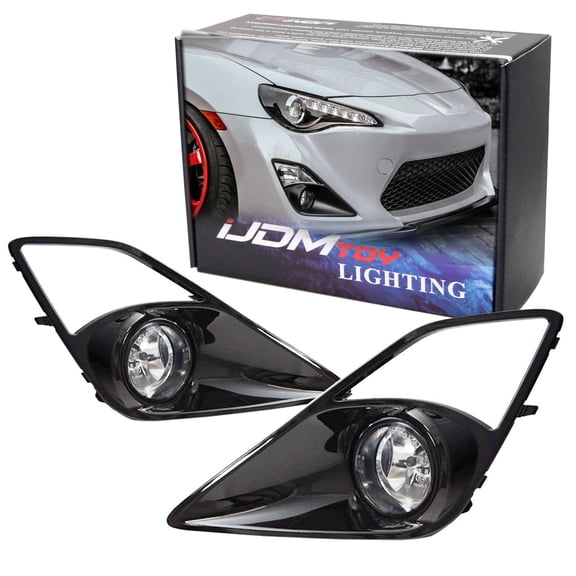 Complete Set JDM Style Clear Lens Fog Light Kit w/Fog Lamps, Switch, Gloss Black Bezels For 2013-2016 Scion FR-S
