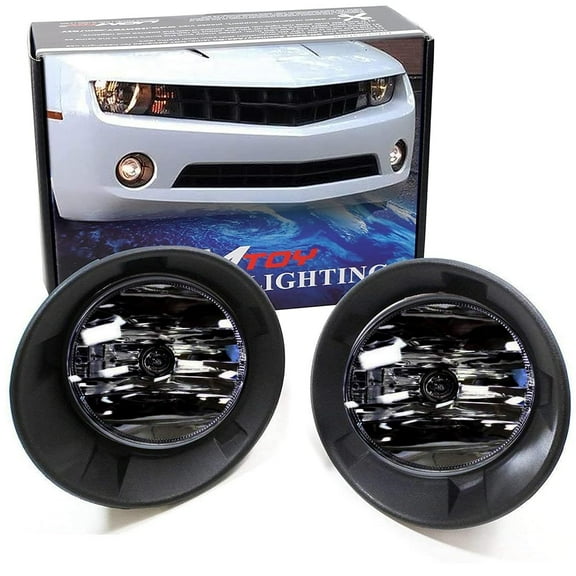 Complete Set Smoke Lens Fog Light Assembly w/Halogen Bulbs and Relay Switch For 2010-2013 Chevy Camaro LS LT (Fit w/Halogen Front Road Illuminating Lights Trims Only)