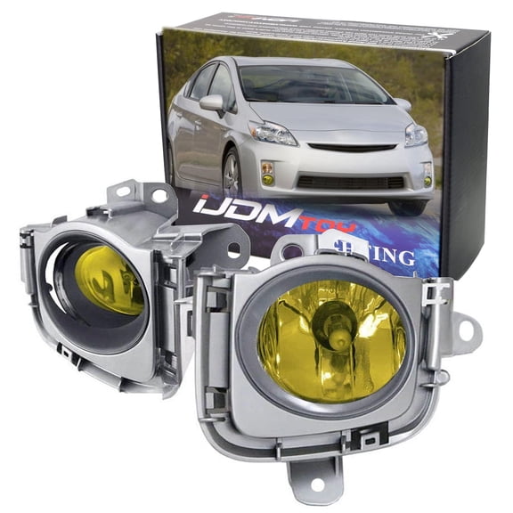 Complete Set Yellow Lens Fog Light Kit For 2010 2011 Toyota Prius w/Fog Lamp Bezel Cover, Switch & Relay