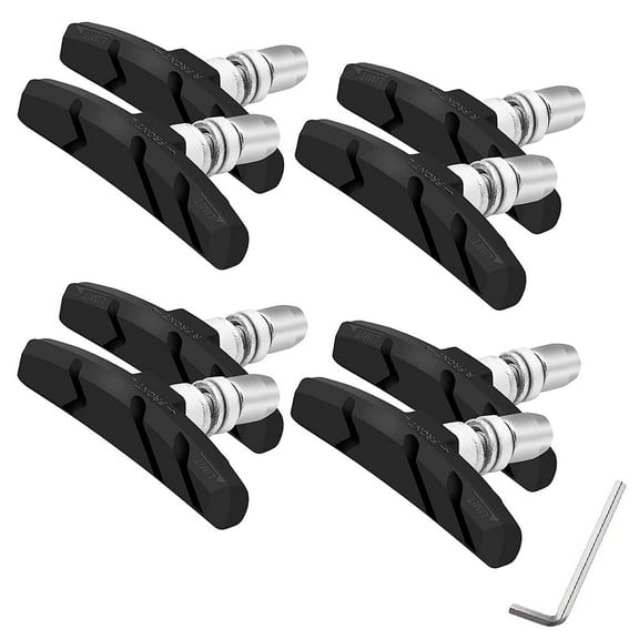 Complete Set of Brake Pads - 4 Pairs for Road and Mountain Bikes, 70mm V-Brake Block Shoes with Hex Nut Shims