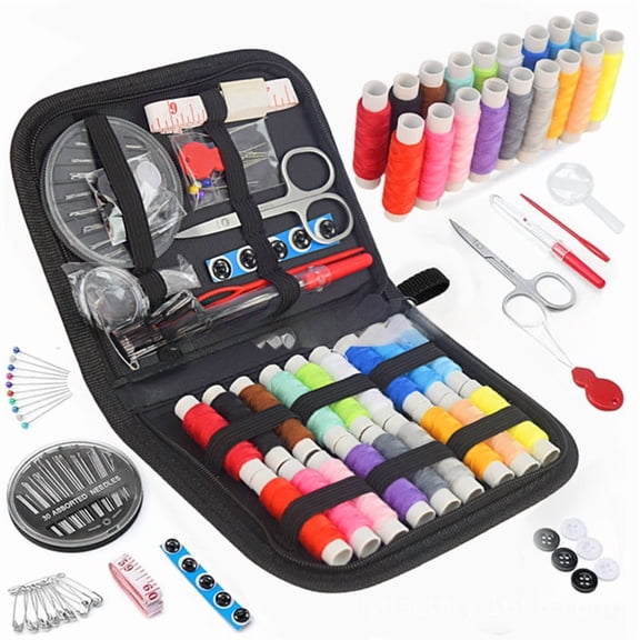 Complete Sewing Kit with Threads Needles Scissors Tape Measure Buttons Portable Travel DIY Embroidery Handwork Sewing Tool Set