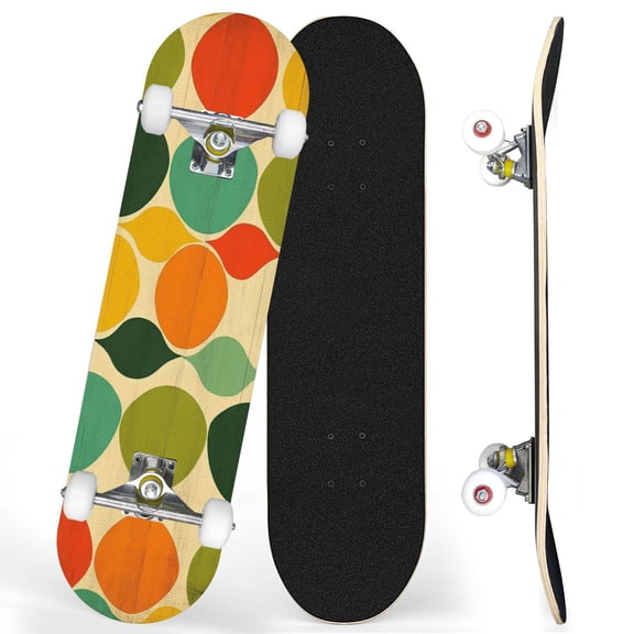 Complete Skateboards for Beginners,7 Layer Canadian Maple Double Kick Deck,31''Pro Cruiser 3D Mid Skate Board
