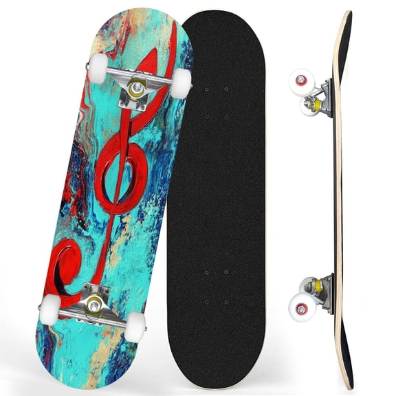Complete Skateboards for Beginners,7 Layer Canadian Maple Double Kick Deck,31''Pro Cruiser Abstract Skate Board