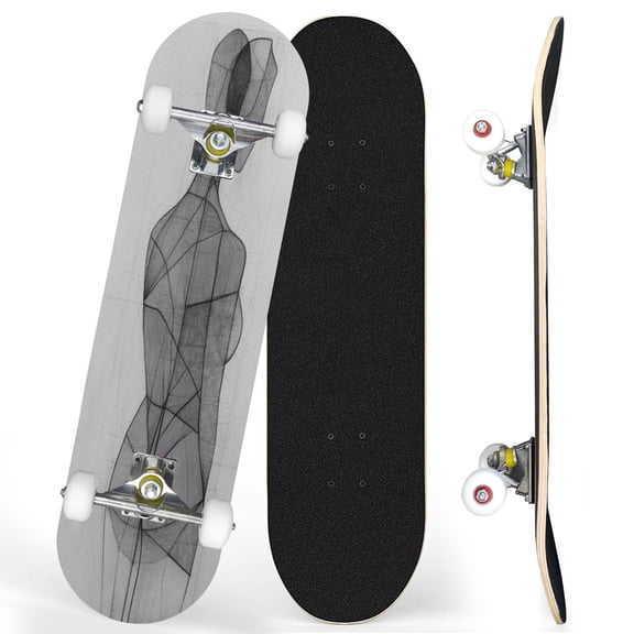 Complete Skateboards for Beginners,7 Layer Canadian Maple Double Kick Deck,31''Pro Cruiser Abstract Skate Board