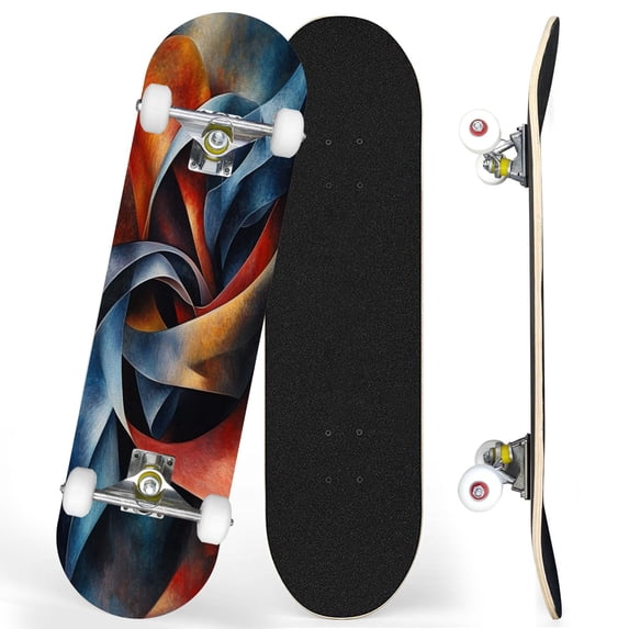 Complete Skateboards for Beginners,7 Layer Canadian Maple Double Kick Deck,31''Pro Cruiser Abstract Skate Board