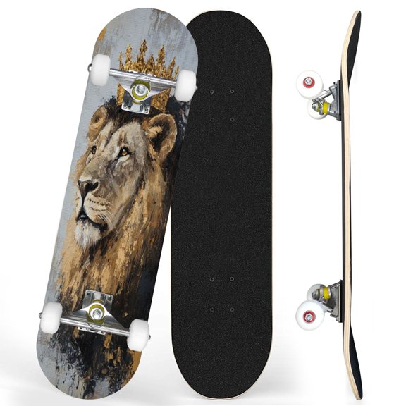 Complete Skateboards for Beginners,7 Layer Canadian Maple Double Kick Deck,31''Pro Cruiser Black skate Board