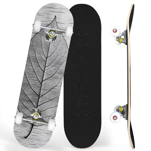Complete Skateboards for Beginners,7 Layer Canadian Maple Double Kick Deck,31''Pro Cruiser Botanical Skate Board