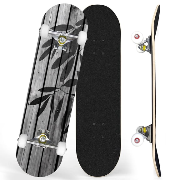 Complete Skateboards for Beginners,7 Layer Canadian Maple Double Kick Deck,31''Pro Cruiser Botanical Skate Board