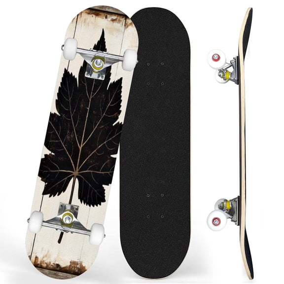 Complete Skateboards for Beginners,7 Layer Canadian Maple Double Kick Deck,31''Pro Cruiser Botanical Skate Board