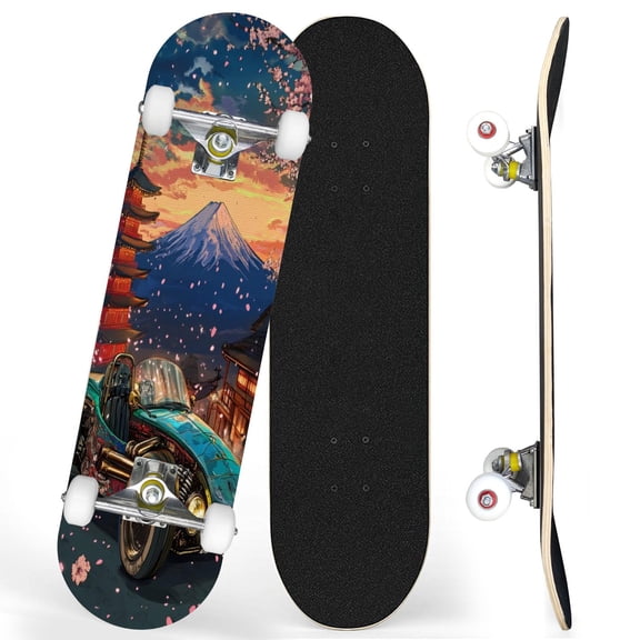 Complete Skateboards for Beginners,7 Layer Canadian Maple Double Kick Deck,31''Pro Cruiser Car Japan skate Board