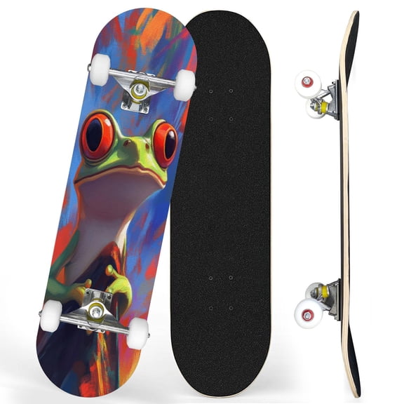 Complete Skateboards for Beginners,7 Layer Canadian Maple Double Kick Deck,31''Pro Cruiser Colorful Skate Board