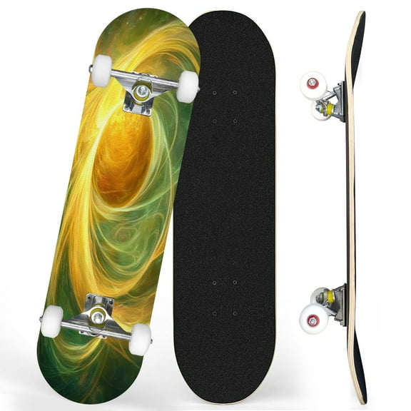 Complete Skateboards for Beginners,7 Layer Canadian Maple Double Kick Deck,31''Pro Cruiser Cool Space skate Board
