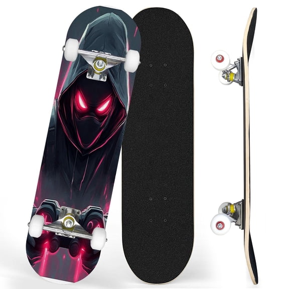 Complete Skateboards for Beginners,7 Layer Canadian Maple Double Kick Deck,31''Pro Cruiser Framed Skate Board