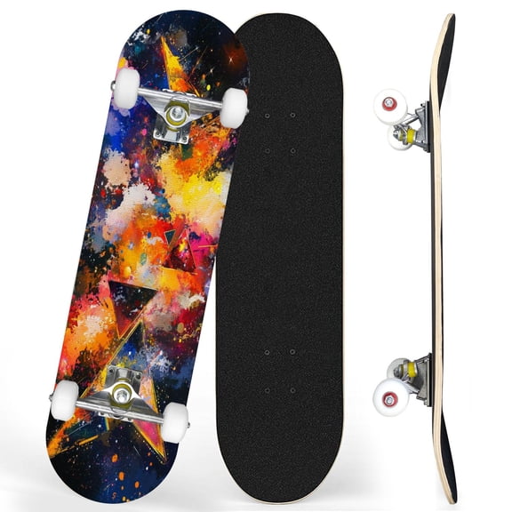 Complete Skateboards for Beginners,7 Layer Canadian Maple Double Kick Deck,31''Pro Cruiser Funny Skate Board