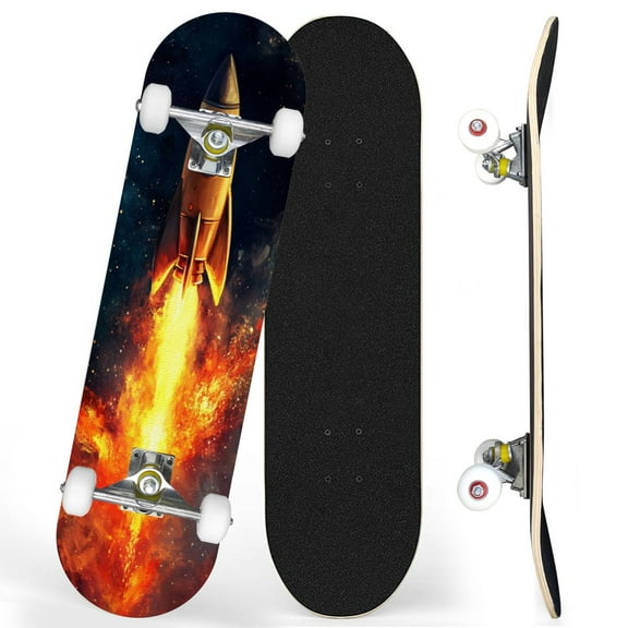 Complete Skateboards for Beginners,7 Layer Canadian Maple Double Kick Deck,31''Pro Cruiser Funny skate Board