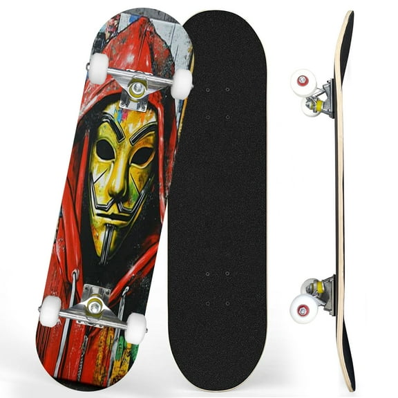 Complete Skateboards for Beginners,7 Layer Canadian Maple Double Kick Deck,31''Pro Cruiser Graffiti Skate Board