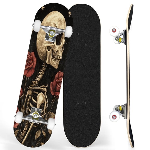 Complete Skateboards for Beginners,7 Layer Canadian Maple Double Kick Deck,31''Pro Cruiser Halloween Skate Board
