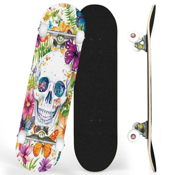 Complete Skateboards for Beginners,7 Layer Canadian Maple Double Kick Deck,31''Pro Cruiser Human Skate Board