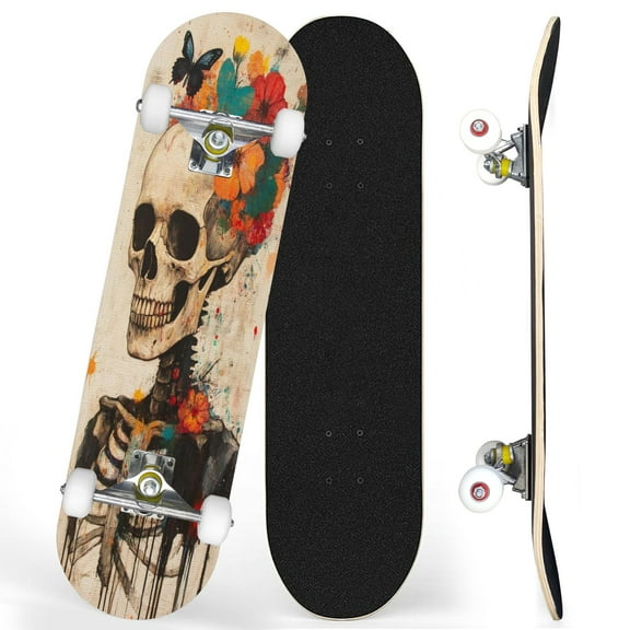 Complete Skateboards for Beginners,7 Layer Canadian Maple Double Kick Deck,31''Pro Cruiser Human Skate Board