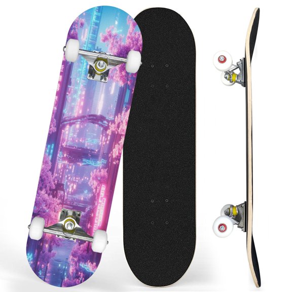 Complete Skateboards for Beginners,7 Layer Canadian Maple Double Kick Deck,31''Pro Cruiser Japanese skate Board