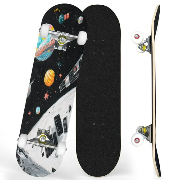 Complete Skateboards for Beginners,7 Layer Canadian Maple Double Kick Deck,31''Pro Cruiser Outer skate Board