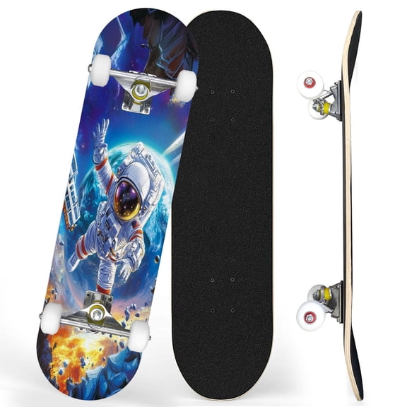 Complete Skateboards for Beginners,7 Layer Canadian Maple Double Kick Deck,31''Pro Cruiser Outer skate Board