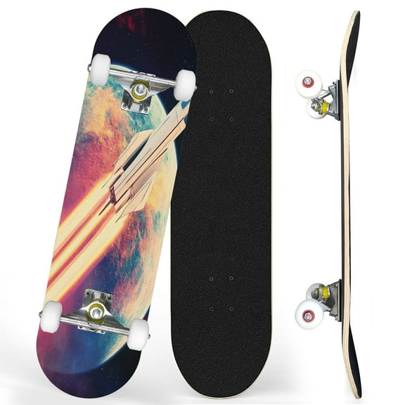 Complete Skateboards for Beginners,7 Layer Canadian Maple Double Kick Deck,31''Pro Cruiser Outer skate Board