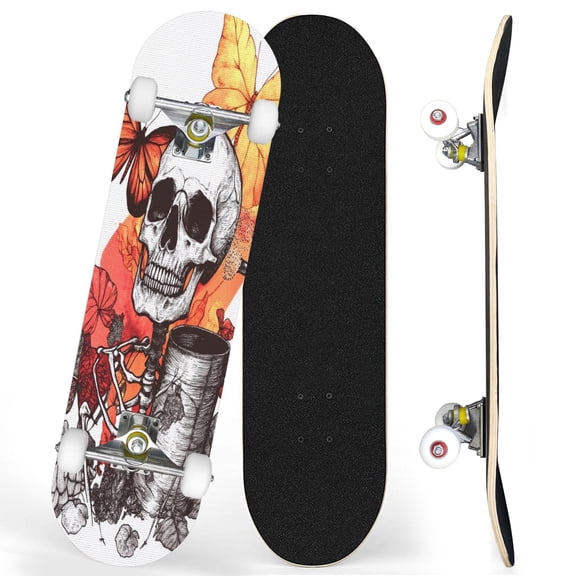Complete Skateboards for Beginners,7 Layer Canadian Maple Double Kick Deck,31''Pro Cruiser Retro Skate Board