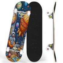Complete Skateboards for Beginners,7 Layer Canadian Maple Double Kick Deck,31''Pro Cruiser Space skate Board