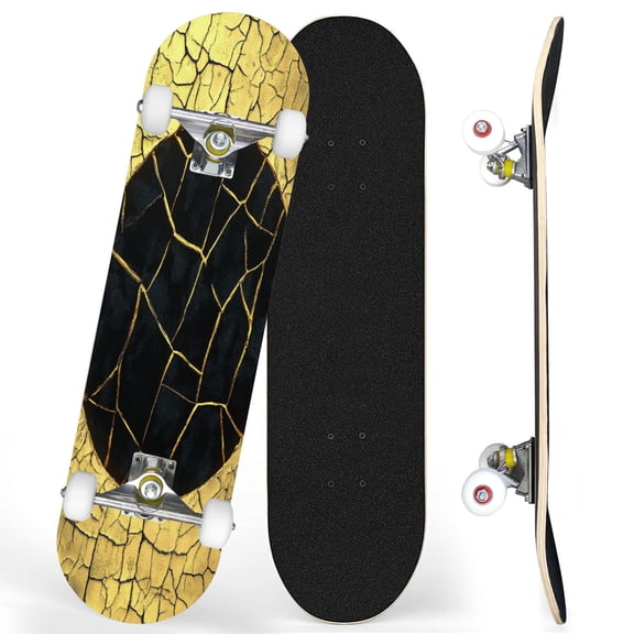 Complete Skateboards for Beginners,7 Layer Canadian Maple Double Kick Deck,31''Pro Cruiser Sun Black Skate Board