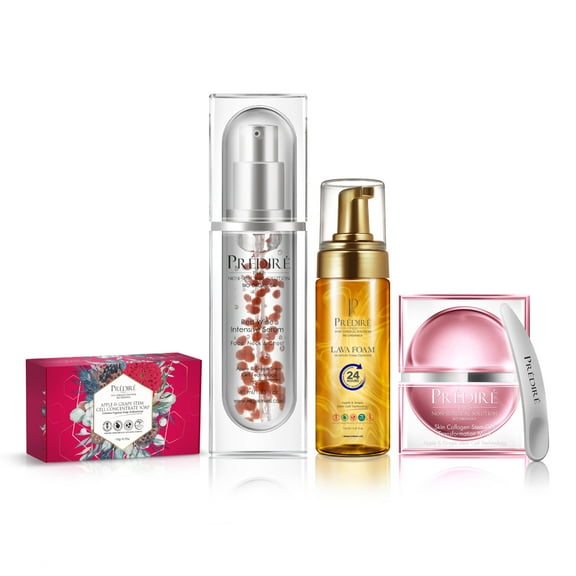 Complete Skin Nourishing with Stem Cell Collagen Concentrate Booster | Younger, Softer More Radiant Skin | Soap, Moisturizer, Serum, Toner (Limited Edition)