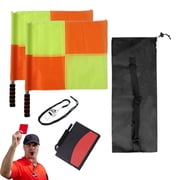 Complete Soccer Referee Equipment Set with Flag Red Yellow Card Whistle Notebook Storage Bag for Football Track Game Official